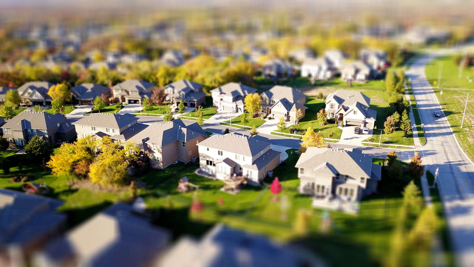 Suburban neighborhood aerial view